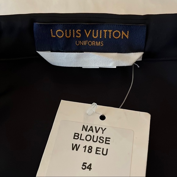 SOLD❗️ NWT Louis Vuitton Uniforms Navy Blue Blouse Black Button Up Shirt 18 54 - Picture 9 of 10
